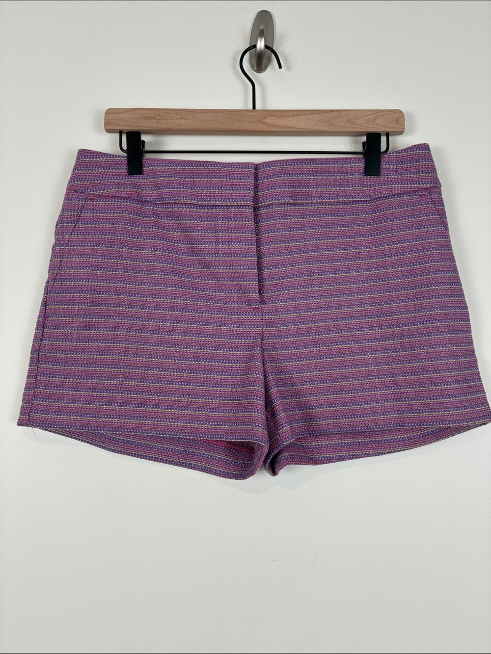 NWT Loft Riviera Shorts Women’s 6 Purple Striped High-Rise Summer Colorful
